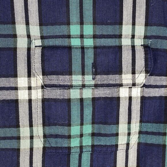 Ocean & Coast Shirts Mens XL Green Blue Plaid Button Up Long Sleeve  Flip Cuffs - Picture 9 of 12